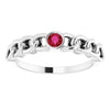 Natural Ruby Curb Chain Ring in 14K White Gold