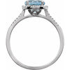Round Statement Birthstone Natural Sky Blue Topaz & Diamond Halo Style Sterling Silver Ring