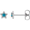 Natural Turquoise Cabochon Star Stud Earrings 14K White Gold or Sterling Silver 