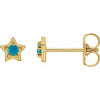 Natural Turquoise Cabochon Star Stud Earrings 14K Yellow Gold 
