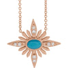 Natural Turquoise and Diamond Celestial Adjustable 16-18" Necklace in 14K Rose Gold
