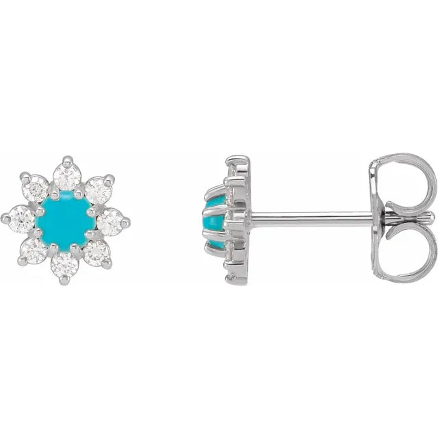 Meira T Diamond and Turquoise Stud Earrings– ICE