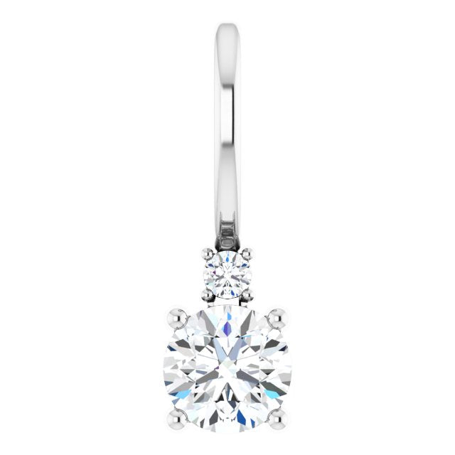 Natural White Sapphire & Natural Diamond Charm Pendant in 14K White Gold