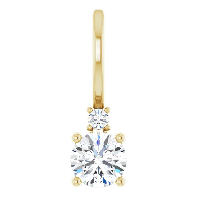 Natural White Sapphire & Natural Diamond Charm Pendant in 14K Yellow Gold