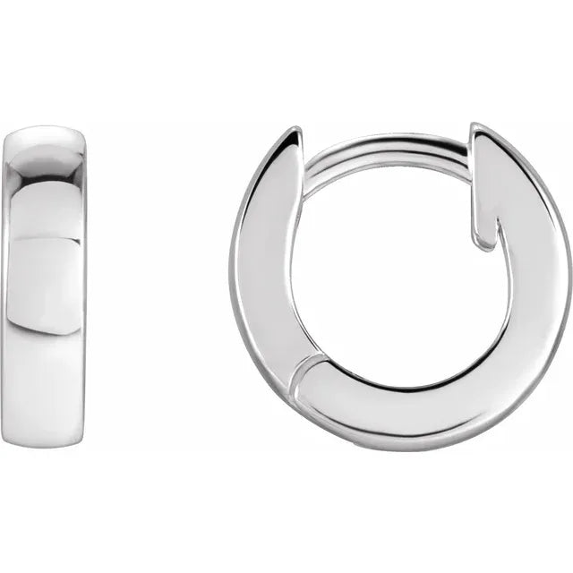 Wear Everyday™ 9.5 MM Hinged Huggie Hoop Earrings in 14K White Gold