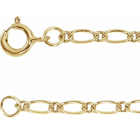1.5 MM Figaro 14K Yellow Gold Chain Bracelet or Necklace
