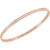 1 1/2 CTW Natural Diamond Bangle 8" Bracelet Solid 14K Rose Gold