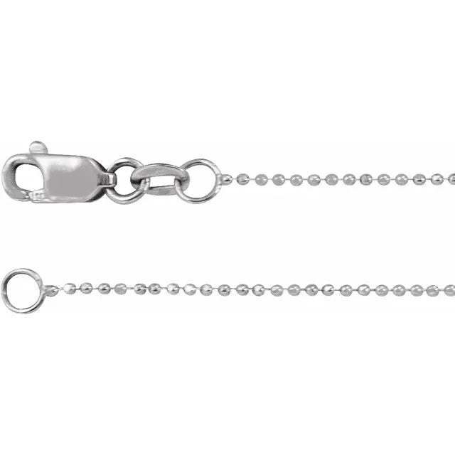 Diamond-Cut 1 MM Bead Chain 7" Bracelet 16" 18" 20" 24" Necklace in 14K White Gold