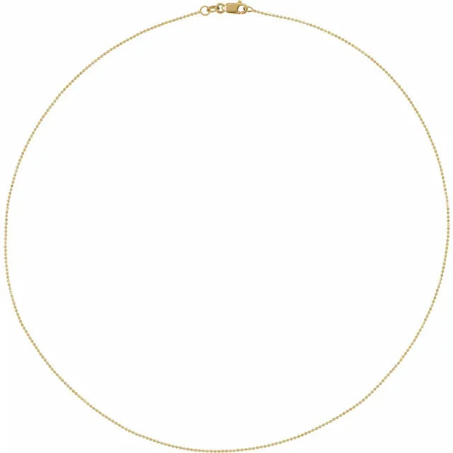 Diamond-Cut 1 MM Bead Chain 7" Bracelet 16" 18" 20" 24" Necklace in 14K Yellow Gold