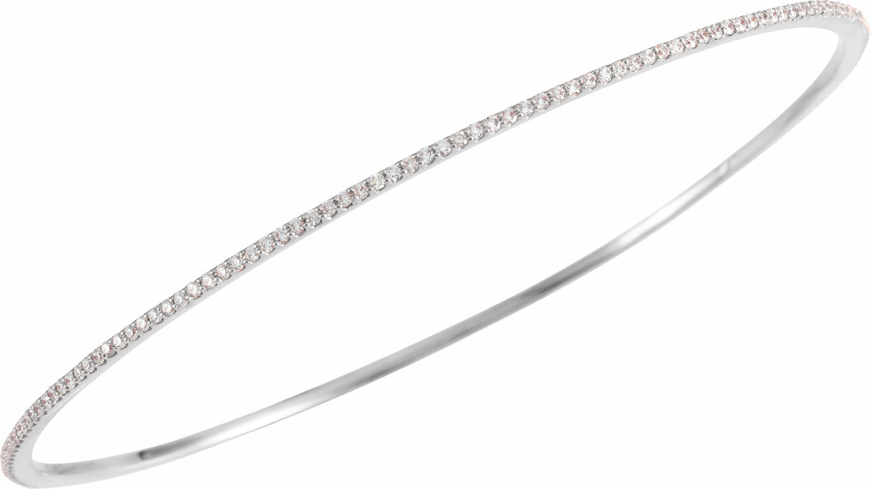 1 CTW Diamond Stackable Bangle 8" Bangle Bracelet 14K White Gold Sustainable Fine Jewelry