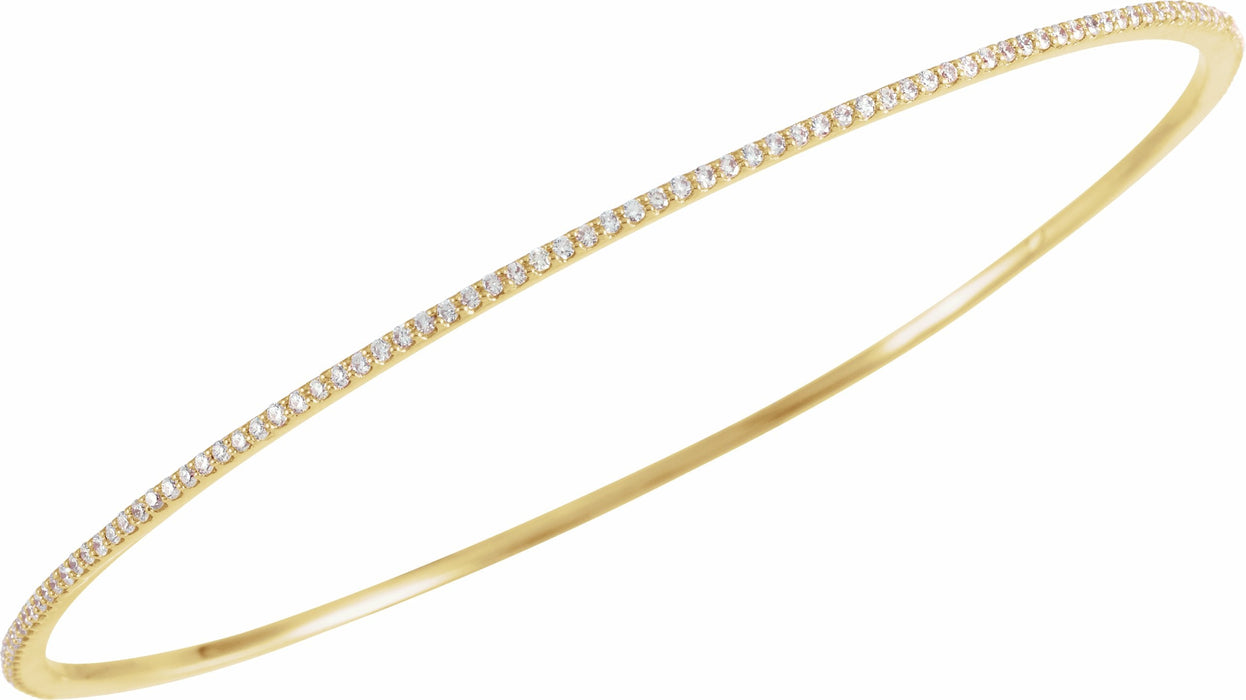 1 CTW Diamond Stackable Bangle 8" Bangle Bracelet 14K Yellow Gold Sustainable Fine Jewelry