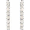Natural Australian White Opal Hoop Earrings 20 MM 14K White Gold