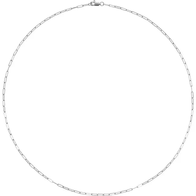 1.95 MM Paperclip 14K White Gold or Sterling Silver Chain Bracelet or Necklace Lengths