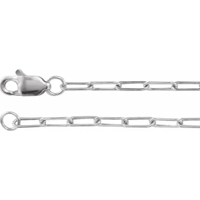 1.95 MM Paperclip 14K White Gold or Sterling SilverChain Bracelet or Necklace Lengths