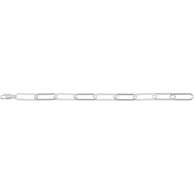 Power Hungry Elongated Flat Paperclip Chain 7" Bracelet in Sterling Silver