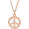 Peace Sign Adjustable 16"-18" Necklace in 14K Rose Gold 