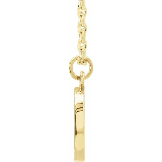 Peace Sign Adjustable 16"-18" Necklace in 14K Yellow Gold Side View 