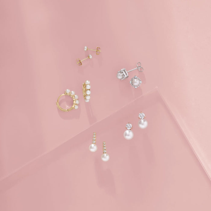 Pearl Earrings Featuring our Cultured Freshwater Pearl Stud Earrings in 14K Yellow Gold 