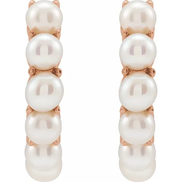 Poppin Pearl Huggie Hoop 15.5 MM  Earrings in 14K Rose Gold