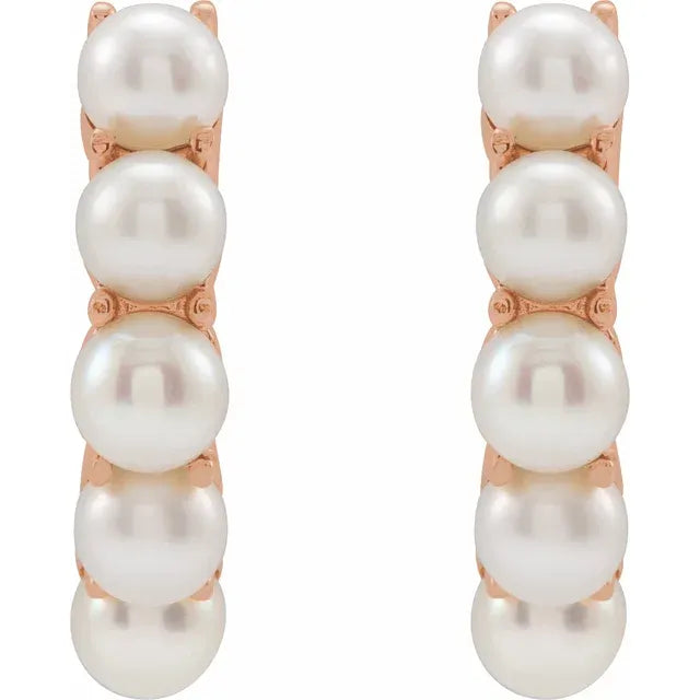 Poppin Pearl Huggie Hoop 13.98 MM Earrings in 14K Rose Gold