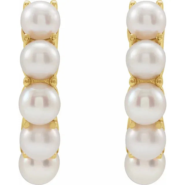 Poppin Pearl Huggie Hoop 13.98 Earrings in 14K Yellow Gold Front View