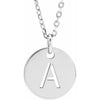 A Initial Disc Adjustable Personalized Necklace in Solid 14K White Gold 