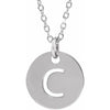 C Initial Disc Adjustable Personalized Necklace in Solid 14K White Gold 