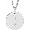 J Initial Disc Adjustable Personalized Necklace in Solid 14K White Gold 