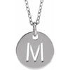 M Initial Disc Adjustable Personalized Necklace in Solid 14K White Gold 