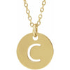 C Initial Disc Adjustable Personalized Necklace in Solid 14K Yellow Gold 