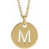 M Initial Disc Adjustable Personalized Necklace in Solid 14K Yellow Gold 