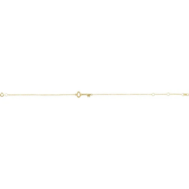 Petite Key Adjustable Bracelet in 14K Yellow Gold