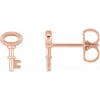 Petite Key Stud Earrings in 14K Rose Gold