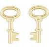 Petite Key Stud Earrings in 14K Yellow Gold