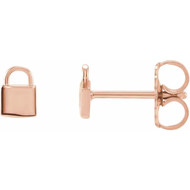 Petite Love Lock Stud Earrings in 14K Rose Gold