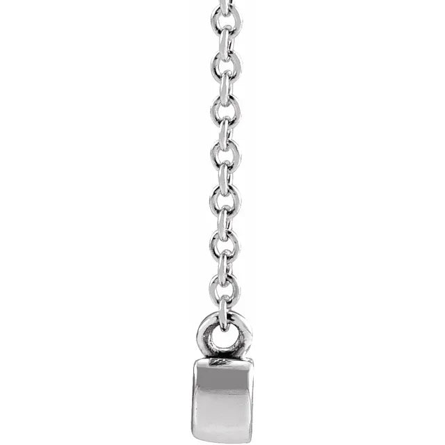 Petite Mama Script Necklace Solid 14K White Gold, Platinum or Sterling Silver Side View