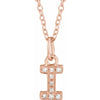Petite Natural Diamond Initial Pendant Adjustable Necklace Initial I in 14K Rose Gold