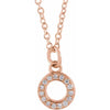 Petite Natural Diamond Initial Pendant Adjustable Necklace Initial O in 14K Rose Gold