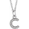 Petite Natural Diamond Initial Pendant Adjustable Necklace Initial C in 14K White Gold