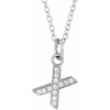 Petite Natural Diamond Initial Pendant Adjustable Necklace Initial X in 14K White Gold