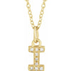 Petite Natural Diamond Initial Pendant Adjustable Necklace Initial I in 14K Yellow Gold