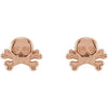 Petite Skull & Crossbones Stud Earrings in 14K Rose Gold