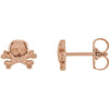 Petite Skull & Crossbones Stud Earrings in 14K Rose Gold