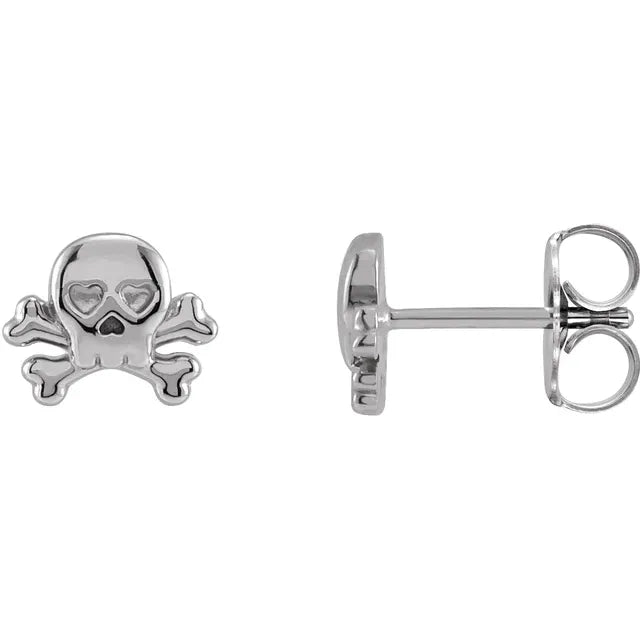 White gold skull online earrings