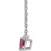Heart Shaped Natural Pink Tourmaline 14K White Gold Necklace