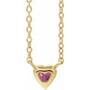 Heart Shaped Natural Pink Tourmaline 14K Yellow Gold Necklace