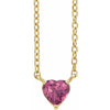 Heart Shaped Natural Pink Tourmaline 14K Yellow Gold Necklace