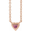 Heart Shaped Natural Pink Tourmaline 14K Rose Gold Necklace