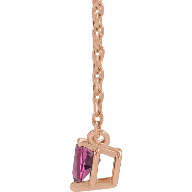 Heart Shaped Natural Pink Tourmaline 14K Rose Gold Necklace
