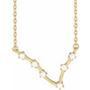 Pisces Zodiac Constellation Natural Diamond Necklace in 14K Yellow Gold